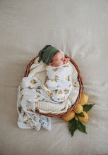 Load image into Gallery viewer, Lemon I Baby Jersey Wrap &amp; Beanie Set
