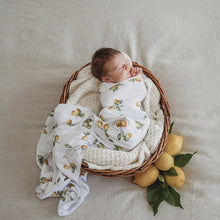 Load image into Gallery viewer, Lemon I Baby Jersey Wrap &amp; Beanie Set
